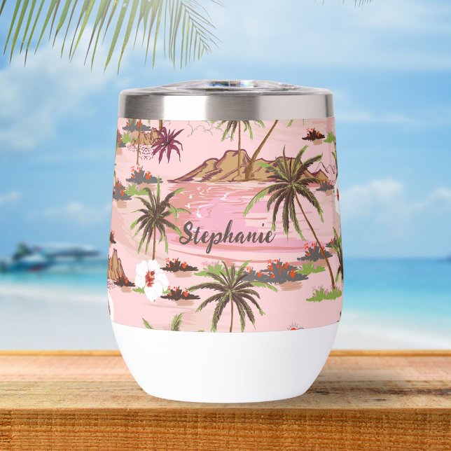 Nom du monogramme personnalisé de palmier floral t (Créateur téléchargé)