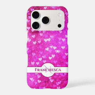 Nom du monogramme personnalisé Pink Heart Bokeh Ar