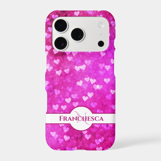 Nom du monogramme personnalisé Pink Heart Bokeh Ar (Verso)