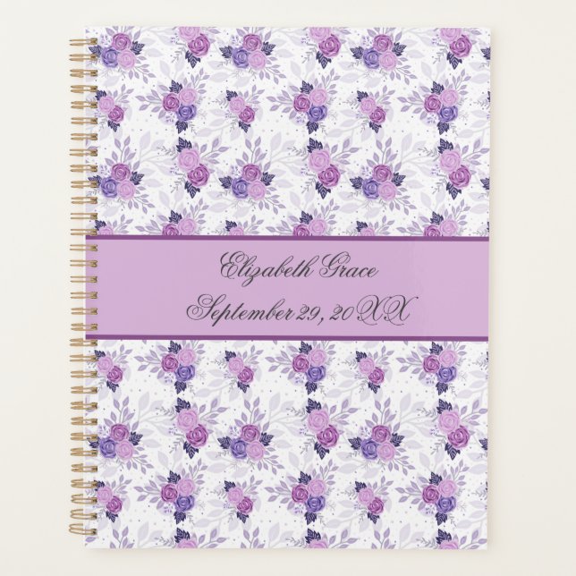 Nom du monogramme Purple rose Floral Baby Daily (Devant)