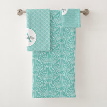 Nom du monogramme White Sea Shell Motif Beach Hous