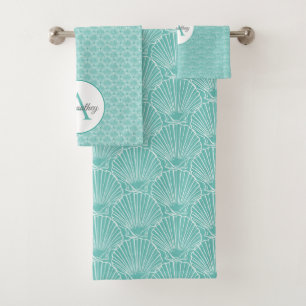 Nom du monogramme White Sea Shell Motif Beach Hous