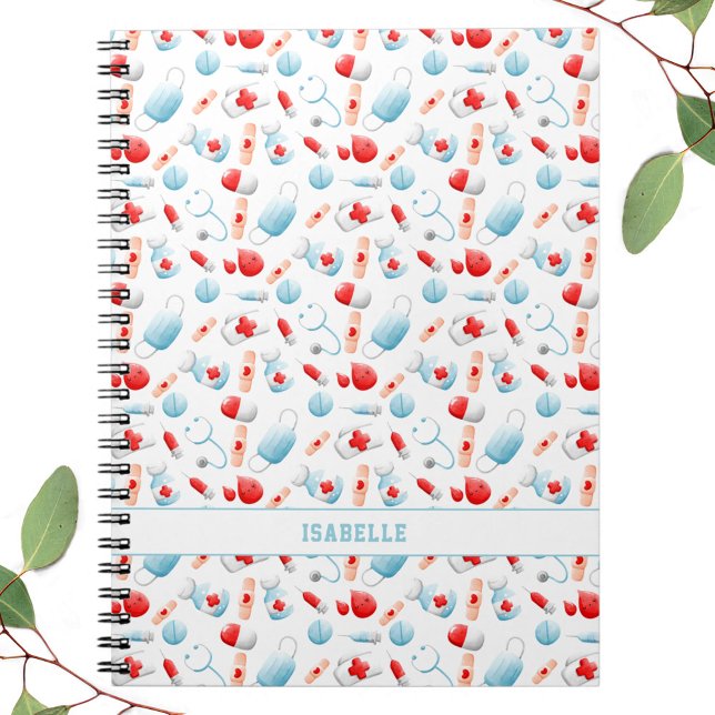 Nom du Motif Médicale Carnet Monogramme (Medical Pattern Name Monogram Notebook)