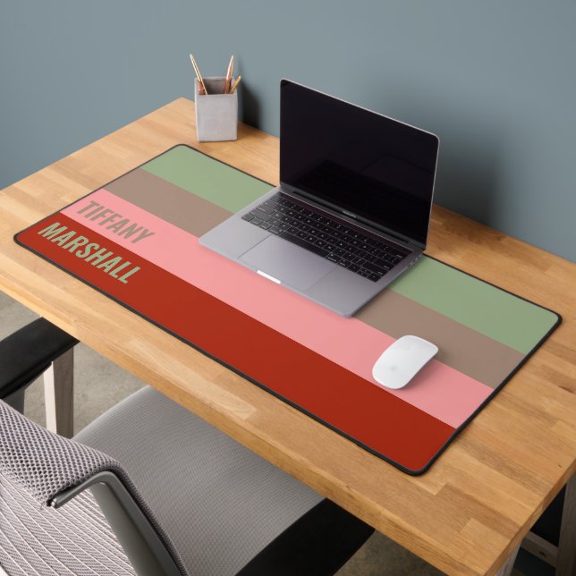 Nom du Motif Sage Green Brown Rose Red Stripes (Bureau 2)