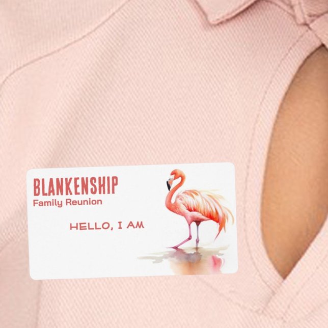 Nom du papier à Flamant rose unique Réunion famili (paper label name tag template)