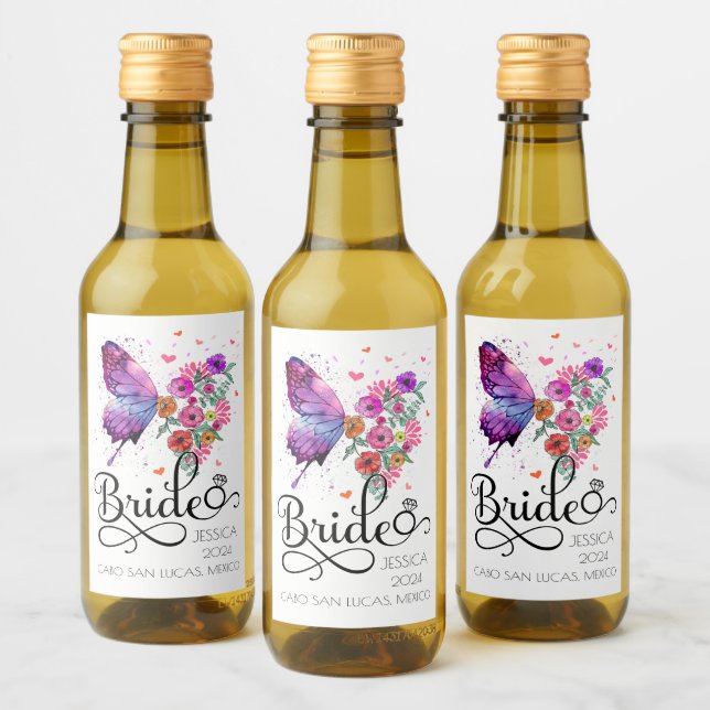 Nom du papillon floral du jeune Étiquette de vin M (Bouteilles)