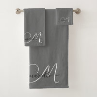 Nom du script de monogramme blanc mou gris