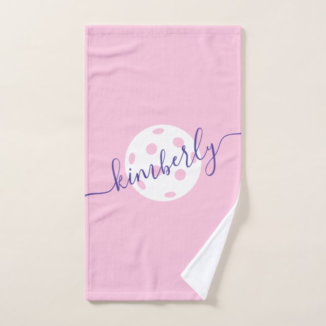 Nom du script de Pickleball Rose personnalisé (Serviette à main)