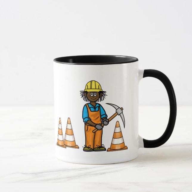 Nom du travailleur en construction noir Mug (Droite)