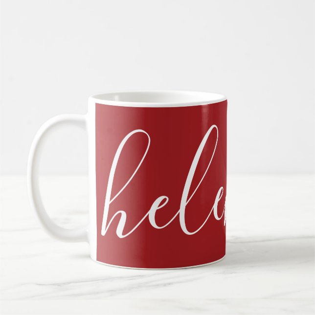 Nom écrit à la main Mug Cranberry Rouge personnali (Gauche)
