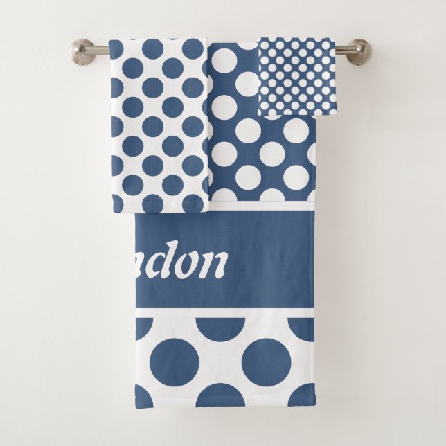 Nom élégant Blue Polka Dot Motif Ensemble de servi (En situation)