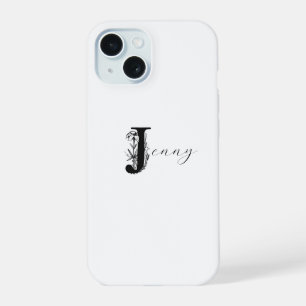 NOM ÉLÉGANT DE MONOGRAMME BLANC AVEC J FLORAL INIT