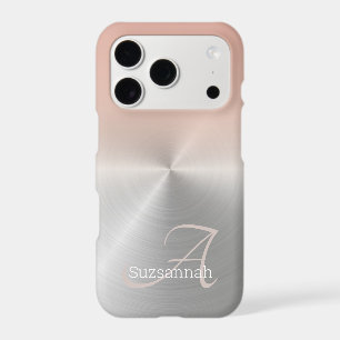 Nom Élégant du monogramme Coral Ombre Faux Métal