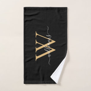 Nom élégant en noir et or avec monogramme personna