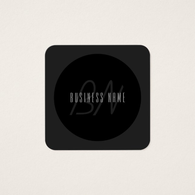 Nom élégant moderne & monogramme | Gris foncé & No (Devant)