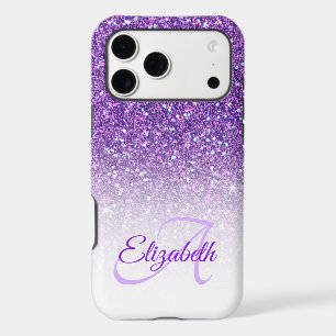 Nom Élégant Monogramme Paillettes Ombre Violet