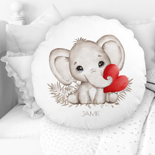 Nom Eléphant mignon Nursery Coussin rond
