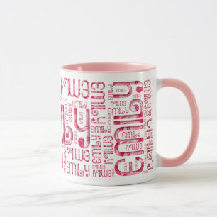 Nom Emily Cute Love Coeurs Typographie Mug