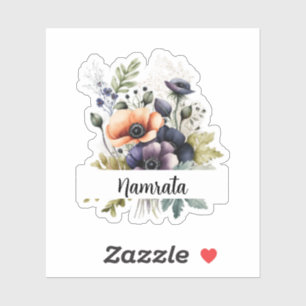 Nom en fleurs : Autocollant floral personnalisé à 