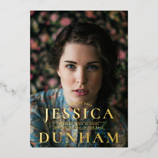 Nom en gras Serif Graduation Foil Invitation (Recto)