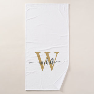 Nom en monogramme en or blanc écriture stylée mode