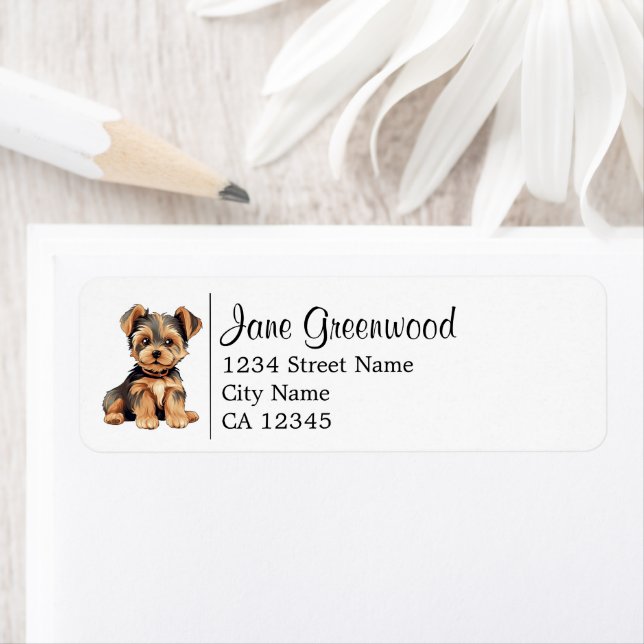 Nom Et Adresse Du Chien Terrier Du Yorkshire Cute (En situation)