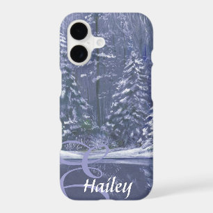 Nom et arbres d'hiver initial coque bleu