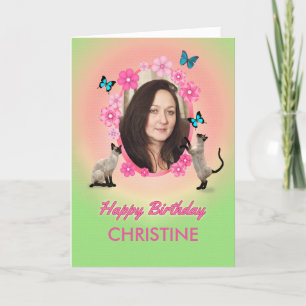 Nom et carte photo avec chats et papillons,