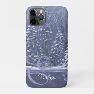 Nom et coque iphone initial des arbres d'hiver