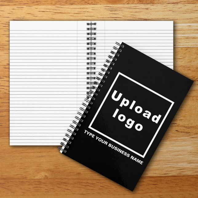 Nom et logo de l'entreprise sur le Carnet à spiral (Build brand name awareness. Your business logo and name on black color cover of spiral notebook.)