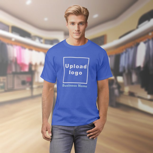 Nom et logo de l'entreprise sur le T-shirt Royal B (Royal blue t-shirt with your business name and logo on model)