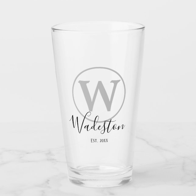 Nom et monogramme personnalisés Verre établi (Devant)