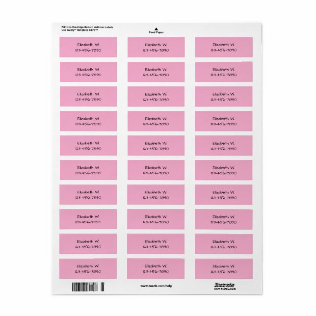 Nom et numéro de téléphone de la fille rose et noi (Feuille entière)