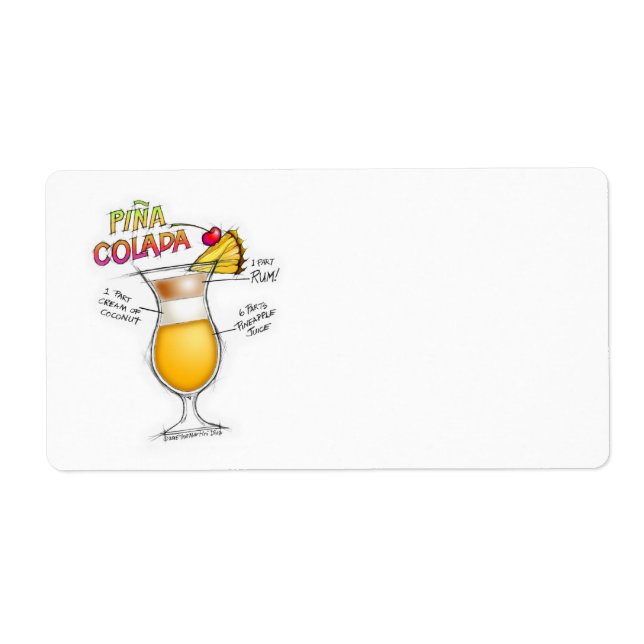 NOM ÉTIQUETTES, ÉTIQUETTE, PINA COLADA RECETTE COC (Devant)