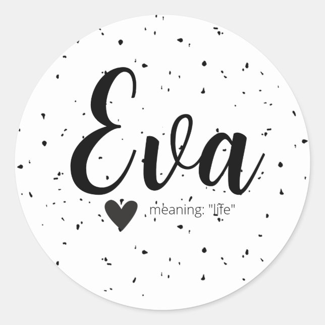 Nom Eva Étiquettes Signifiant Minimal moderne Noir (Devant)