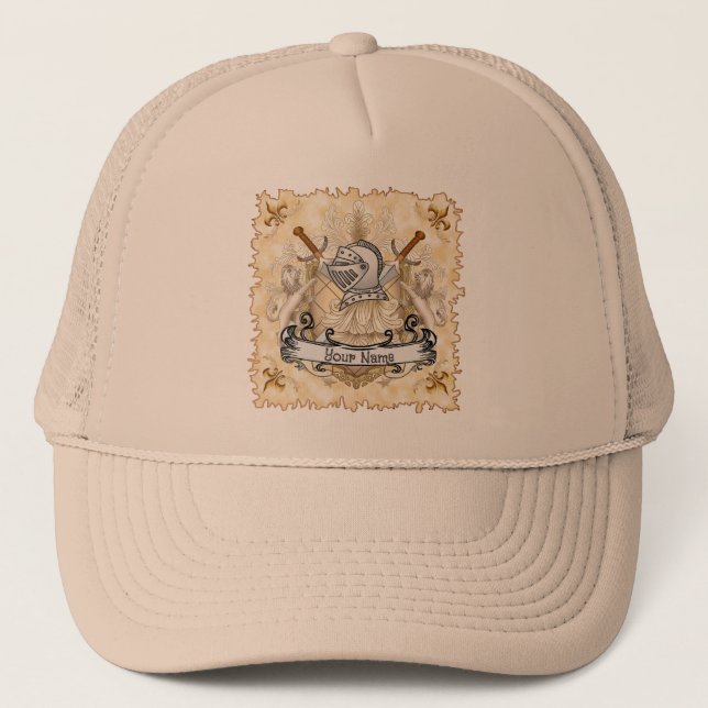 Nom Famille Crest Sepia Knight Shield casquette (Devant)