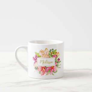 Nom Fleurs Vintages Pink Pastel Espresso Mug
