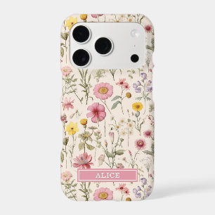 Nom floral aquarelle botanique rose