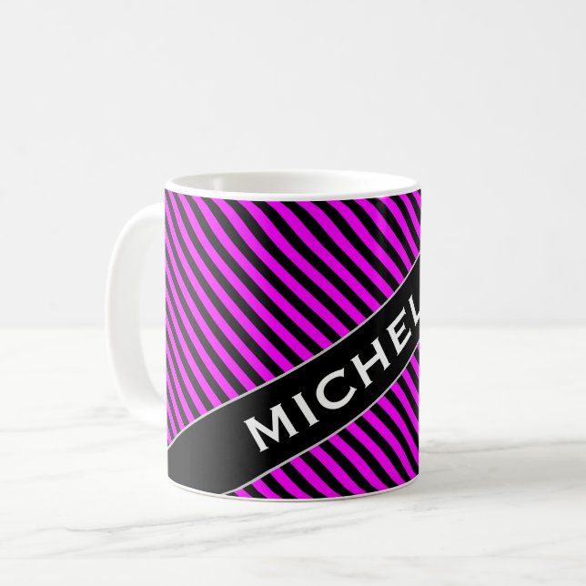 Nom + Fuchsia simple et tasse noire de motif de (Devant gauche)