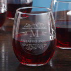 Nom gravé et Monogramme Vin Verre Stemless