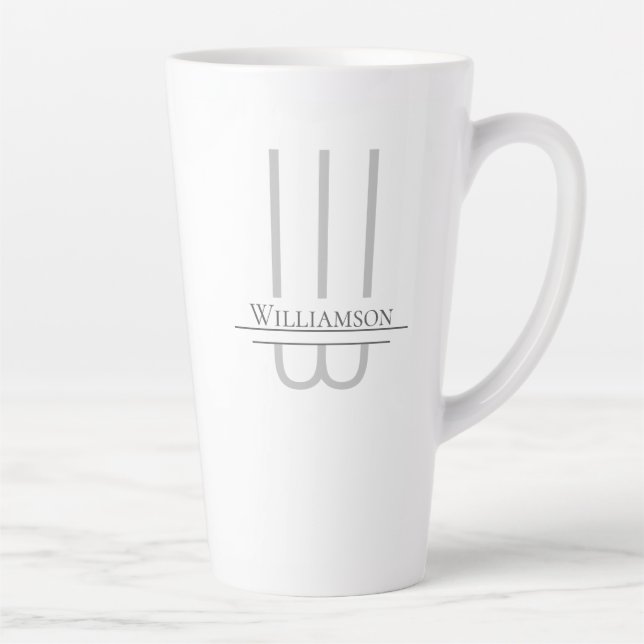 Nom Gris Monogramme Latte Mug (Droite)