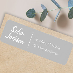 Nom gris pur Typographie Script Adresse de retour