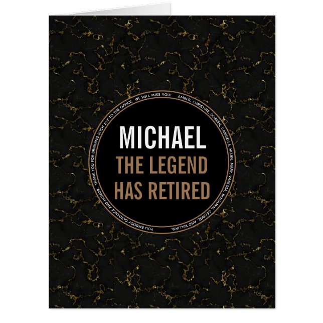 Nom homme en marbre noir de retraite (Devant)