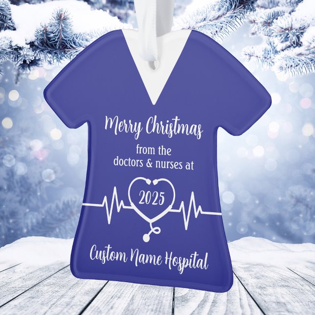 Nom hospitalier personnalisé Joyeux Noël (Personalized Hospital Name Merry Christmas Ornament
)