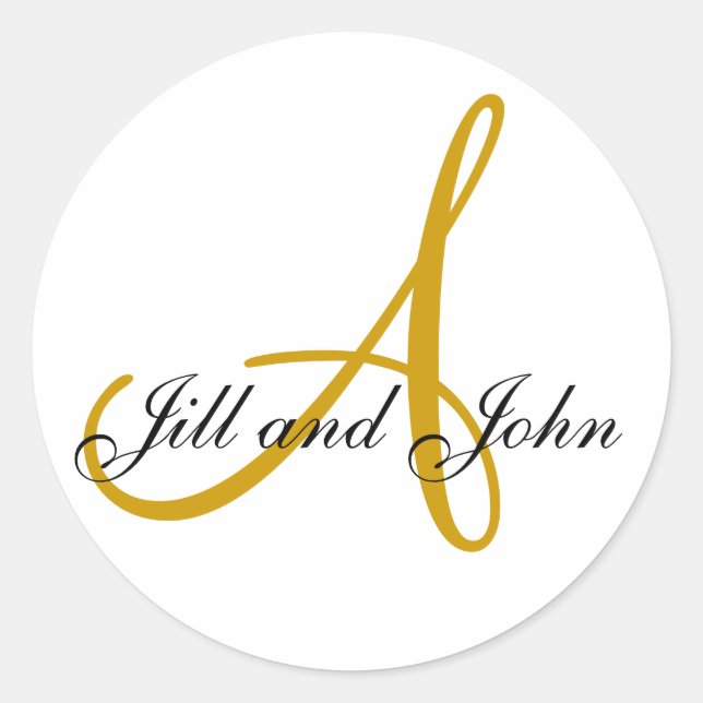 Nom Initial A plus Prénoms Sticker Or (Devant)