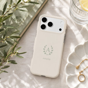 Nom initial minimaliste Sage Laurier Monogramme