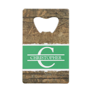 Nom initial personnalisé bois faux rustique vert