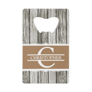 Nom initial personnalisé brun rustique blanc gris