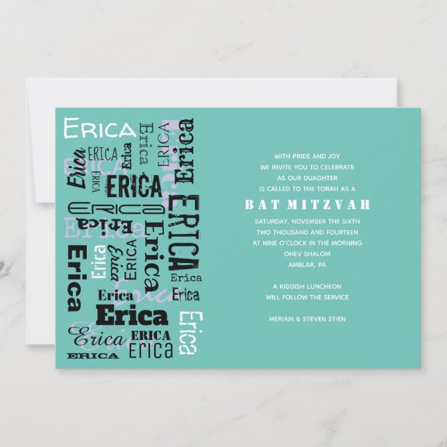 NOM Invitation du Bat mitzvah de barre personnalis (Devant)