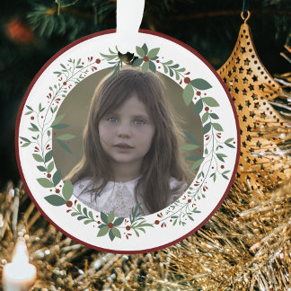 Nom Kid's Photo Burgundy Christmas Wreath